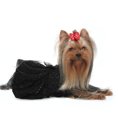 Lelepet Shiny Dog Dress With Bowknot, Dog Gown Birthday Evening Dress, Puppy Party Dress Costume Wedding Dress, Formal Pet Dress Clothing For Small Medium Dogs (Black, Red) (Xl, Black) #TOP5