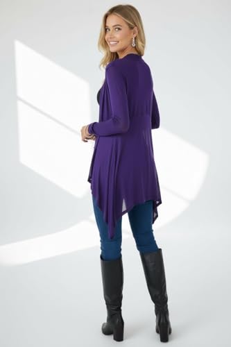 Image of ToBeInStyle Womens Open Front Long Sleeve Lightweight Asymmetrical Draped Cardigan with Side Pockets