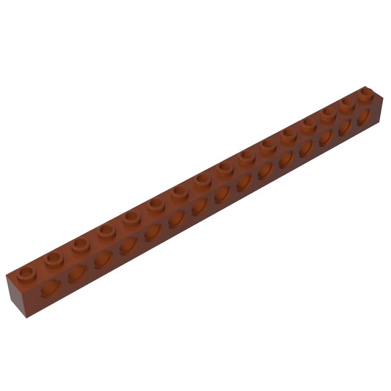 Gobricks 3703 Technology Brick Technic Brick 1x16 [15 Holes] 10 Pieces GDS-630 Compatible with Lego Building Blocks Color:Reddish Brown — image 1
