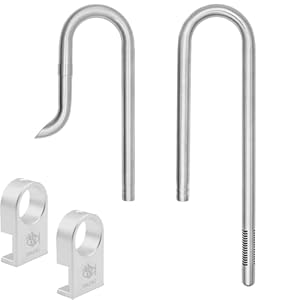 LINLAN Entrada/Salida Lily Pipe Acero Inoxidable 304 con Soporte Mini de Aleación de Aluminio, Salida giratoria 360°, para Manguera Filtro 12/16mm (½ INT.), para Acuarios Sin Marco (12mm)