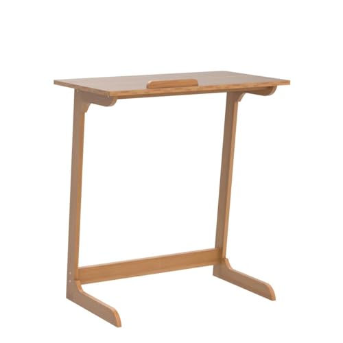 BAKAJI Bureau werktafel PC deur computer bamboe hout bijzettafel bed sofa plaat MDF hout kantelbaar home office modern design 60x35x67cm - Afbeelding 6