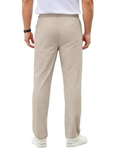 Image of COOFANDY Mens Casual Chino Pants Elastic Waist Classic-Fit Dress Slacks