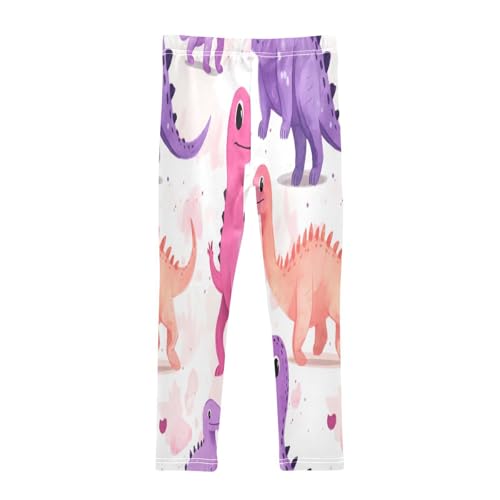 Bolaz Toddler Girls Leggings Printed Yoga Pants Leggings Orange Pink Purple Dinosaurs for Kids2