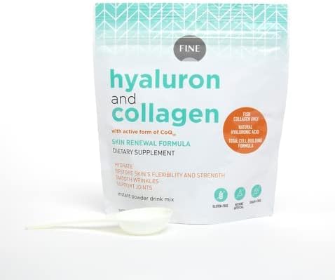 Hyaluronic Acid & Collagen w/ CoQ10 Ubiquinol, Biotin, Elastin, Pearl Coix | Fish Collagen | Cell Building Skin Renewal Formula | Gluten Free | Instant Mix | 5.25g Collagen x 30 Servings