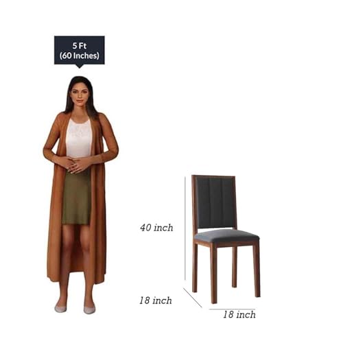 Image of DRIFTINGWOOD Tiya Dining Table 4 Seater | Four Seater Dinning Table with 4 Chairs in Gray Cushions for Home | Rosewood, Honey Finish, Self Assembly(DIY)