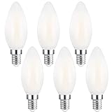 [Fácil de instalar]: base pequeña E14 para candelabros y candelabros u otros accesorios de iluminación con base de tornillo E14, lámparas LED C35 estándar con base E14, las bombillas con vidrio esmerilado ofrecen un estilo vintage y le ofrecen una atmósfera fantástica y enfocada.
