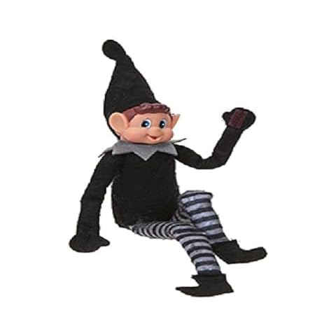 Elves Behavin' Badly 12" Bendable Poseable Elf with Vinyl Head - Christmas Accessory (Black Boy Elf) Cover