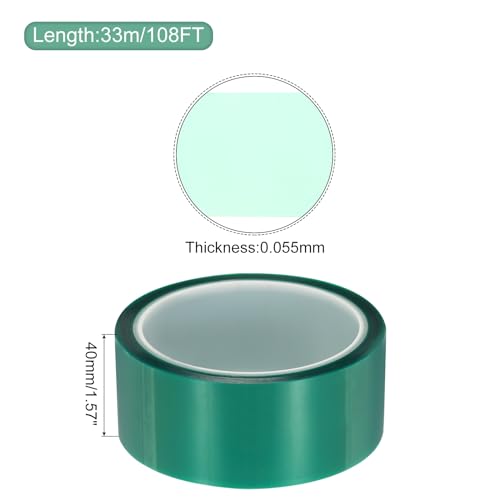 Image of MECCANIXITY Resin Tape Silicone Adhesive Tape High Temperature Resistance Easy Peeling Polyester for Epoxy Resin,River Tables,Craft,Remove Residue 1.57 Inch Wide 108FT Long(Green),Pack of 1
