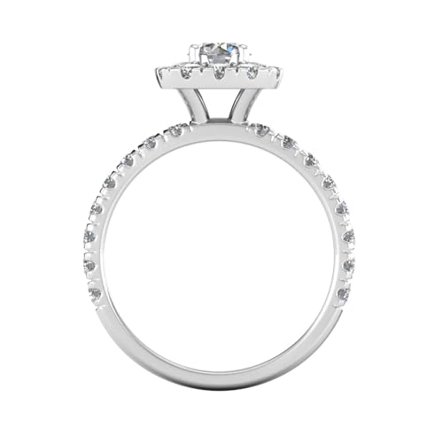 1.5 Carat TW Lab Grown Women's Diamond Halo Engagement Ring in 10k White Gold4