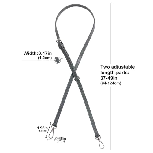 Image of Anthracite Bag Leather Strap Replacement Adjustable Crossbody Shoulder Straps for XS Le Pliage MINI Pouch, No Damage Conversion Kits Accessories (MINI-Anthracite-Silver)