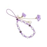 Purple Cell Phone Straps Crystal Flower Lanyard Charms- Decoration Pendant Accessories for Women Gir