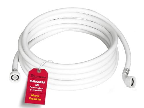 ELECTROHOGAR Toma Lavadora y Lavavajillas | Medidas desde 1,5M hasta 6M | Manguera Entrada de Agua Compatible con Todas las Marcas: LG, Bosch, AEG- 5 metros