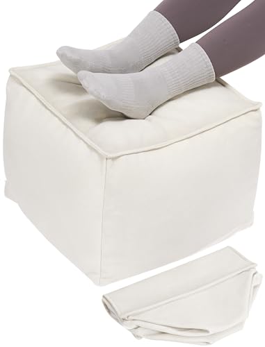 Cat Paw Velvet Ottoman Pouf Cover – Cream White...