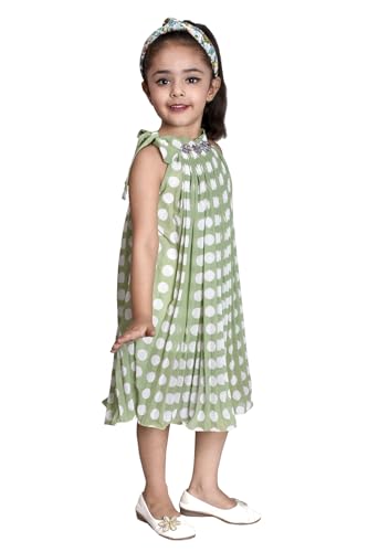 Image of FirstSight Girls Casual and Comfortable Polka Dots Midi Dress
