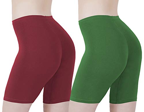 Image of Buy That Trendz Cotton Lycra Tight Fit Stretchable Cycling Shorts Womens | Shorties for Active wear /Exercise /Workout /Yoga /Gym /Cycle /Running Red Grey Combo Pack of 2