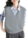 [ビーエヌワン セレクト] ニット ベスト レディース 春 秋 きれいめ Vネック ジレ トップス 婦人服 服 春物 秋物 セーター 30代 40代 50代 灰色 グレー BN275 GRY L