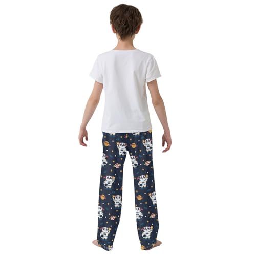 ZZXXB Space Astronaut Panda Boys Long Pants Soft Trousers Elastic Waist Kids Lounge Bottoms with Pockets S-XL3