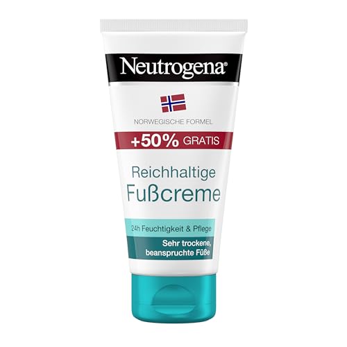 Neutrogena Reichhaltige Fußcreme, feuchtigkeitsspendende Fußcreme für sehr trockene Füße mit Glycerin, Allantoin & Panthenol, beruhigende Fußpflege Creme für spürbar geschmeidigere Haut (150 ml)