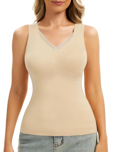 Zeecaro Women Sleeveless Thermal Tank Top Cold Weather Warm Camisole V Neck - image 1
