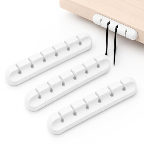 3PCS 5 Slots Organizador de Cables Blanco, Soporte para Gestión de Cables USB Debajo del Escritorio, Clips para Cables para Auto Hogar Oficina miniatura 1