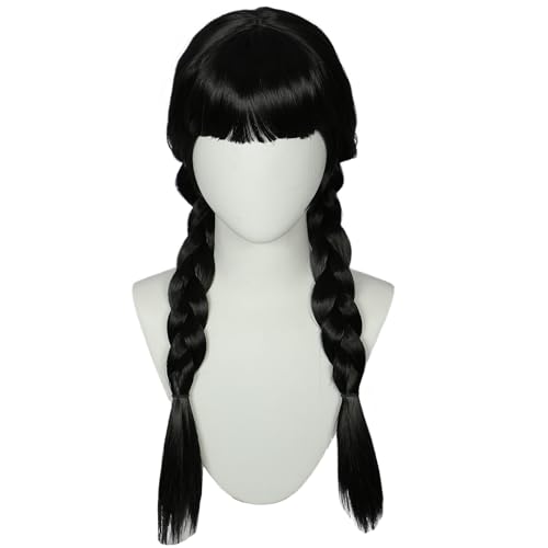 Linfairy Lange glatte Perücke für Halloween Kostümparty Cosplay Perücke für Frauen (Schwarz Adult)