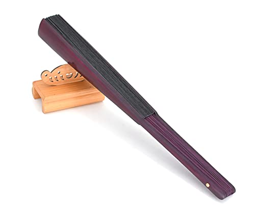 HONSHEN Chinese Folding Fan Hand Fan with Traditional Chinese Arts Handicraft Black 13inch