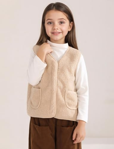 Happy Cherry 2025 Kids Winter Fleece Vest Boys Girls Fleece Fuzzy Fall Winter Warm Outerwear with Pockets Adorable2