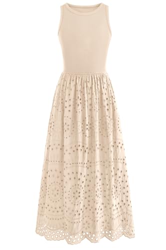 dowerme Women Summer Dresses 2025 Casual Sleeveless Crewneck A-Line Boho