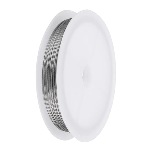 PATIKIL 82FT (25m) 0.024inch (0.6mm) 7-Strand Bead String Wire, Stainless Steel Nylon Coated Bead Cord Stringing Wire for Jewelry Bracelet Beading Making, Silver