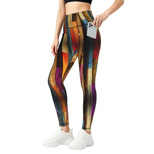 Leggings con estampado de madera colorida para tus rutinas de fitness y entrenamientos