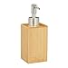 Relaxdays Distributeur de Savon, Rechargeable, Bouteille à Pompe, Bambou & Plastique, 200 ML, Bain, Nature/Argent 10032129 1 pièce
