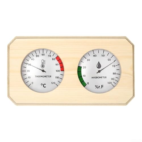 Termómetro e higrómetro de madera para sauna, elegante medidor de humedad de temperatura dual para un monitoreo preciso