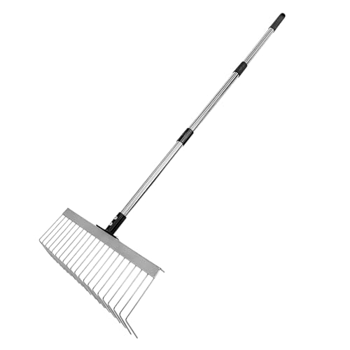 Fyrdyn Rastrillo para Hojas - Rastrillo de Campo con 21 Púas Metálicas - Recolector De Hojas para Escarificar Cortar Limpiar Cuidado del Césped Patio Trasero Paisajismo