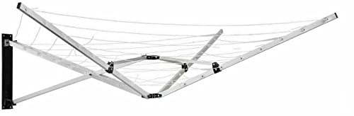 MUSAN 5 Arm 26m Rotary Airer Washing Line - Wall Mounted Aluminum Laundry Dryer Rack - Indoor Outdoor Lightweight Folding Airer - Wall Fix Garden Clothes Drying Rack - 26m Drying Space, Multicolor