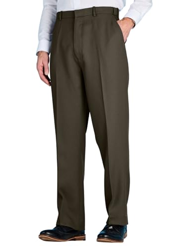 Chums Men's Classic-Fit Expandable-Waist Flat-Front Dress Pant Formal Slacks Lovat2