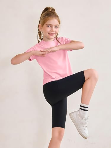 Image of Haloumoning Girls Athletic Shirts Short Sleeve Quick Dry T-Shirt Kids Summer Tee Tops 5-14Y