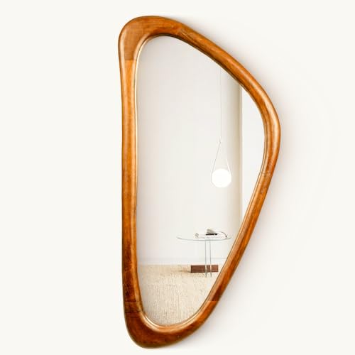 49.5" Long Asymmetric Wall HD Mirror for Living Room, Bedroom, Entryway | Handcrafted Wooden Frame with 5mm Glass Mirror | Irregular, Vertical or Horizontal, 49.5x24 Inches, 2" Deep