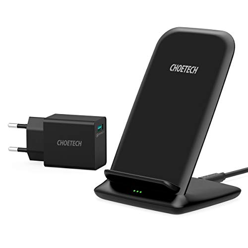 CHOETECH 15W Caricatore Wireless 2 Bobine con Adattatore QC 3.0, 10W Carica Rapida per Galaxy S10/S10+/S9/S9 +/S8/Note 10/Huawei P30 PRO/Xiaomi 9, 7.5W Ricarica Wireless per iPhone 11/XS/XR/X/8/8 Plus