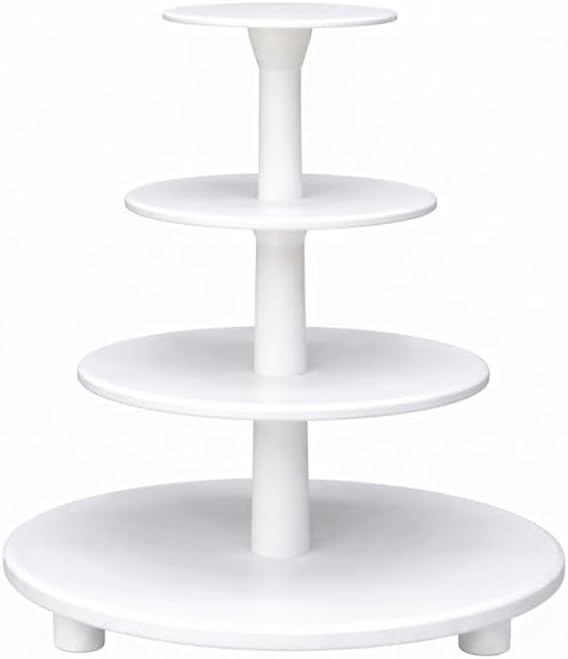 Oasis Supply 4-Tier Cake Stand – White Plastic Tiered Dessert Display Stand, Cupcake Stand for Cakes, Cupcakes, Weddings, Parties & Dessert Table Decorations