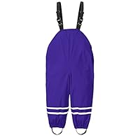 Hundakvy Kid's Water-proof Jumpsuits with Reflective Stripes Solid Color Plain Rainwears Children Lightweight Rain Coats Outwear Outfits Girl's Water-proof RainSuits (Purple, 116/L)