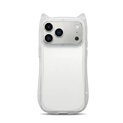 Cute 3D Cat Ear Clear Phone Case for iPhone 17 Pro, Shockproof Soft Protective Cover