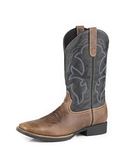 Image of ROPER Mens Monterey Embroidered Square Toe Pull On Casual Boots Mid Calf