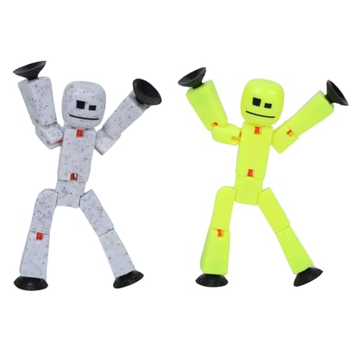 Zing StikBot Dual Pack - Includes 2 StikBots - Collectible Action Figures and Accessories Stop Motion Animation Ages 4 and Up (Yellow Highlighter and Cream & Cookies)