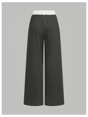 Image of RoseSeek Girl's Baggy Sweatpants Letter Patched Wide Leg Pants Elastic Waist Long Trousers Joggers Trendy