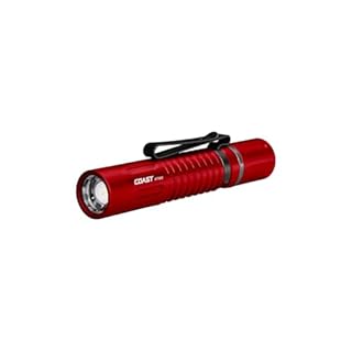 COAST XT10R 280 Lumen USB-C Rechargeable Pocket Flashlight/Penlight with TWIST FOCUS and Two-Way Clip, 3 Bite Caps included, Pocket Size for EDC, Work and Emergencies, RED
