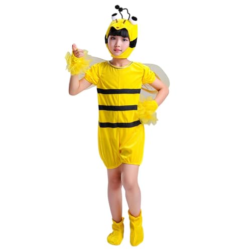 Disfraz de cosplay de manga corta con animados para niños pequeños, ideal para y actuaciones (Yellow, 3-4 Years)