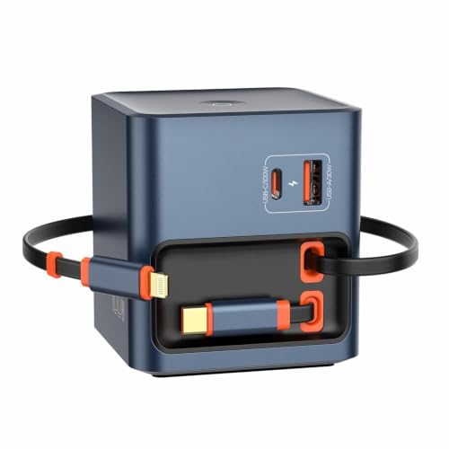 Image of 100W GaN 4-Port USB-C Desktop Charger with Dual Retractable Type-C & Ligh /tning Cables, PD Fast Charging Station for Mac /Book, 1Pad, 1Phone 17 /16, XPS, Galaxy S26 /S25, Pixel & Android Devices (Q16)