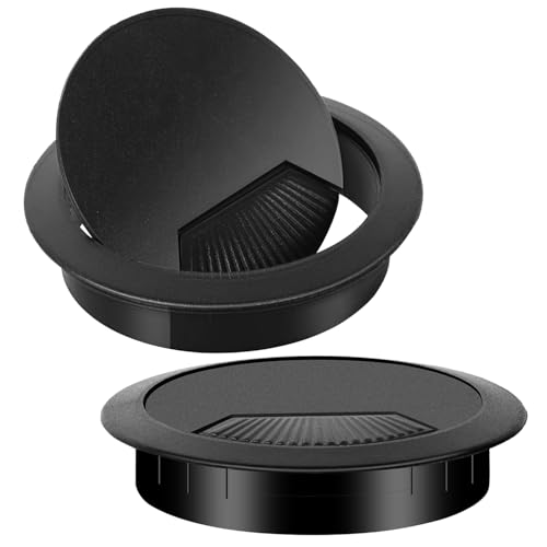 Image of 2PCS Desk Grommet 60mm – Round Cable Hole Cover for Desktop, Office, and Workstation Organization – Durable Plastic, Easy Installation, Tidy Cable Management for Computer, Phone, and Charger Cords