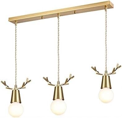 Suspension bois de cerf lustre tout bronze 3 têtes luminaire d'ambiance pour la maison
