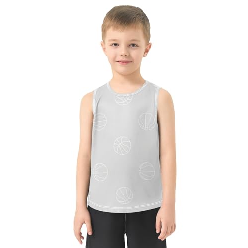J JOYSAY Cartoon Basketball Grey Boys Tank Top Sleeveless Muscle Shirts Quick Dry Active Workout Sport Kids T-Shirts 3-15T2